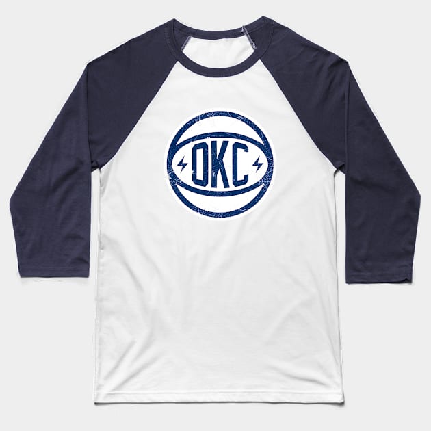 OKC Retro Ball - White Baseball T-Shirt by KFig21